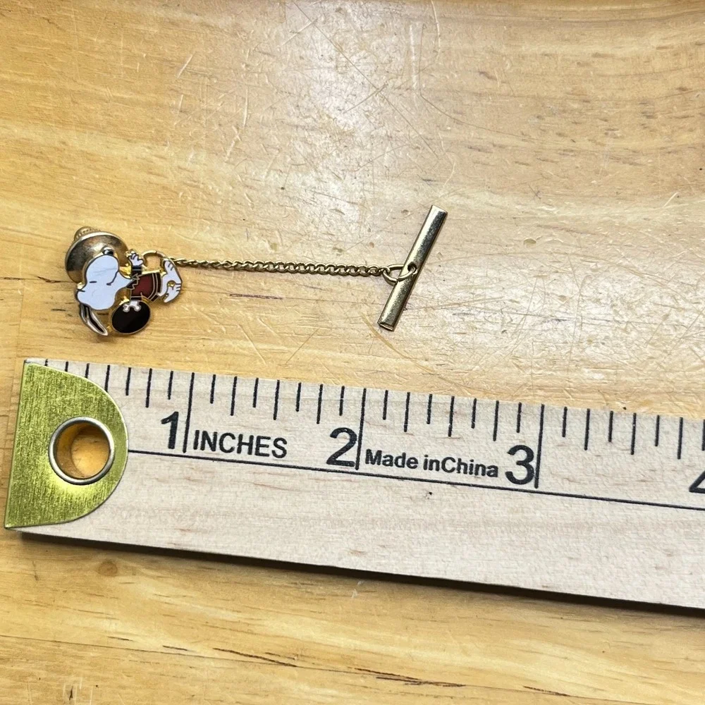 Vintage Snoopy Cufflink Tie Tack Set‎ Enamel Gold Tone Peanuts Character Comic